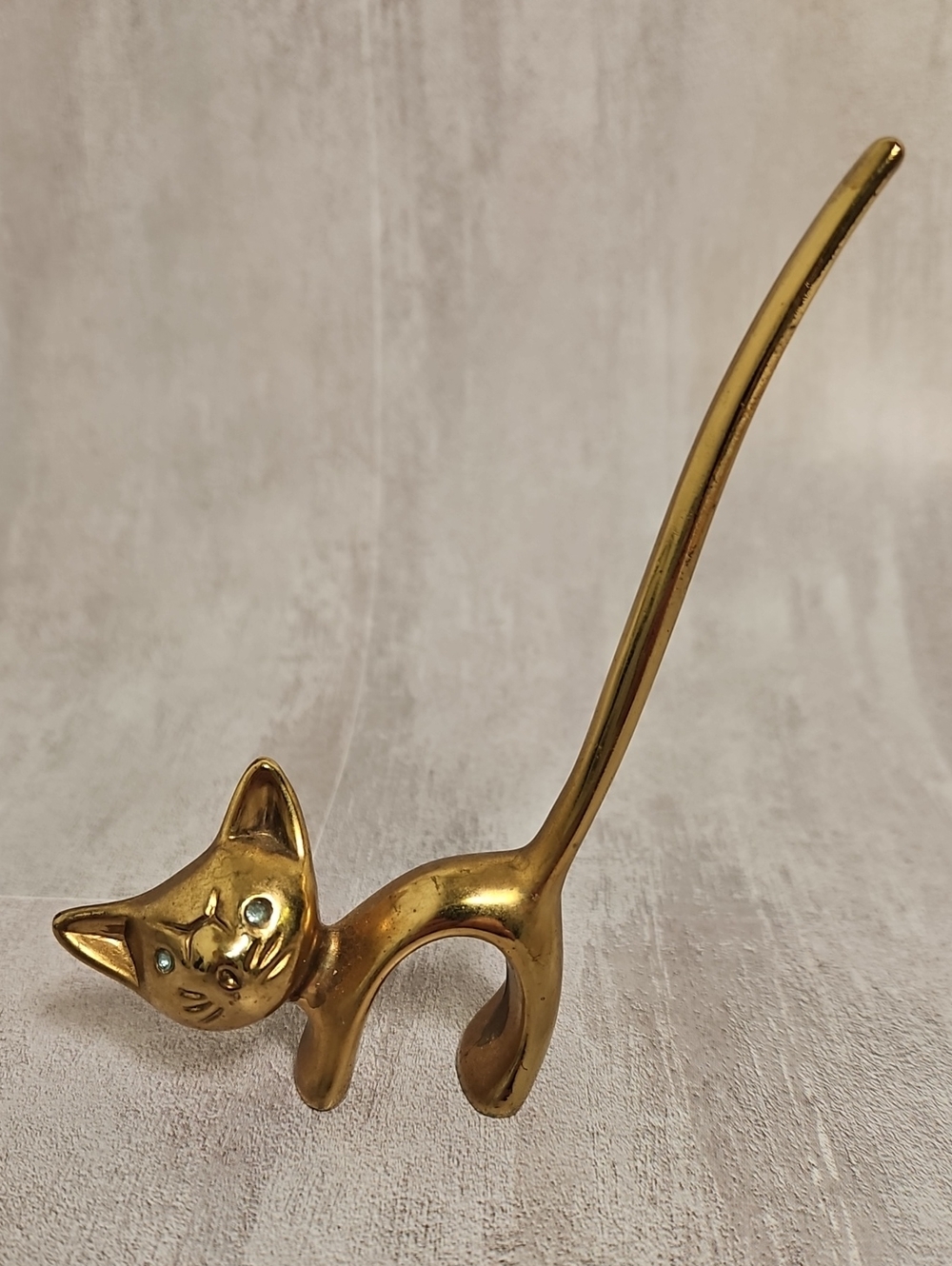 Vintage Brass Cat Ring Holder Walter Bosse Style Mid Century Modern